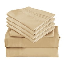 6 Piece Luxury King Size Rayon Made From Bamboo Sheets Set- King Beige Sheets, Softer Than Cotton-Up To 16" Deep Pockets-Wrinkle Free-Extremely Soft -King Size Bamboo Derived Rayon Sheets-King,Beige