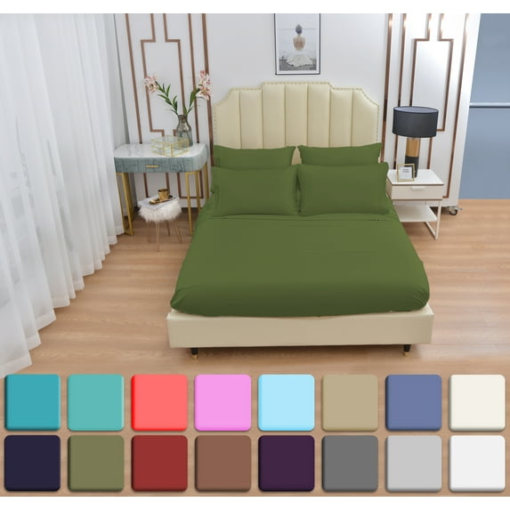 6 Piece Luxury Rayon Made From Bamboo Sheets Set- Full Sage Green Sheets, Softer Than Cotton-Up To 16" Deep Pockets-Wrinkle Free-Extremely Soft Bamboo Derived Rayon Sheets- Full,Sage G.