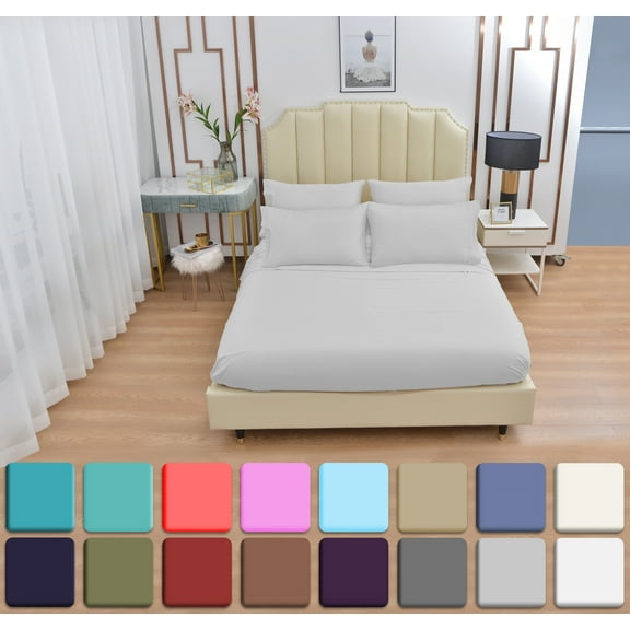 6 Piece Luxury Rayon Made From Bamboo Sheets Set- Queen Silver Sheets, Softer Than Cotton-Up To 16" Deep Pockets-Wrinkle Free-Extremely Soft Bamboo Derived Rayon Sheets- Queen,Silver