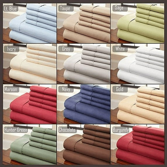 6-Piece Luxury Silky Soft 40% Bamboo and 60% Microfiber by Vista shop Bed Sheet Set in 12 Colors