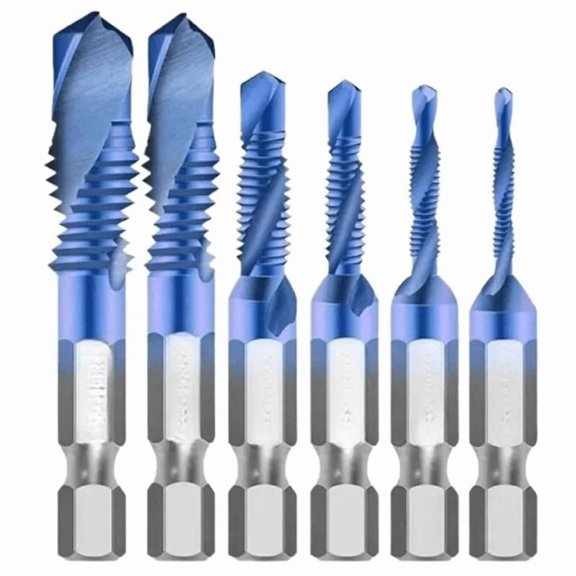 Woodworking Countersink Deburr 6-Piece Drill Bit Set M3-M10 with 1/4" Hex Shank, High-Speed Steel, Quick-Change Hex Tool