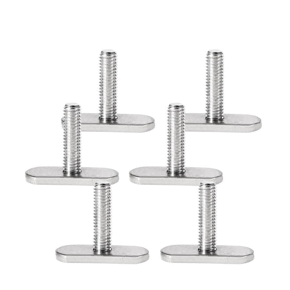 6-Piece M5 Kayak Track Rail Screws and Nuts Fasteners, 316 Stainless Steel Marine Grade Hardware Kit for Canoe Mounting and Boat Modification Systems Silver