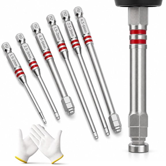6-Piece Magnetic Hex Shank Screwdriver Bits Set Pagoda-Shaped Design, High Torque, Wear-Resistant, Compatible with Electric Drills, Screwdrivers & Wrenches for DIY & Professional Use