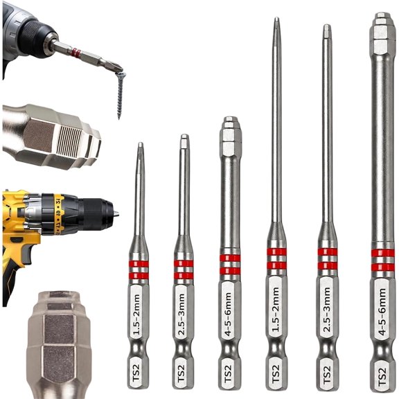 6-Piece Magnetic Hex Shank Screwdriver Bits Set, Pagoda-Shaped Design, High Torque, Wear-Resistant, Screwdrivers Wrenches for DIY Professional Use