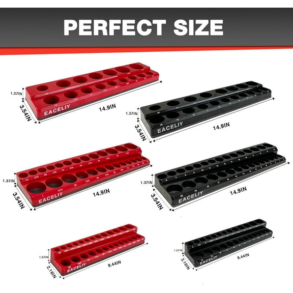 Magnetic Socket Organizer Set for 1/2", 1/4" & 3/8" SAE & Metric Sockets, Holds 141 Standard Sizes