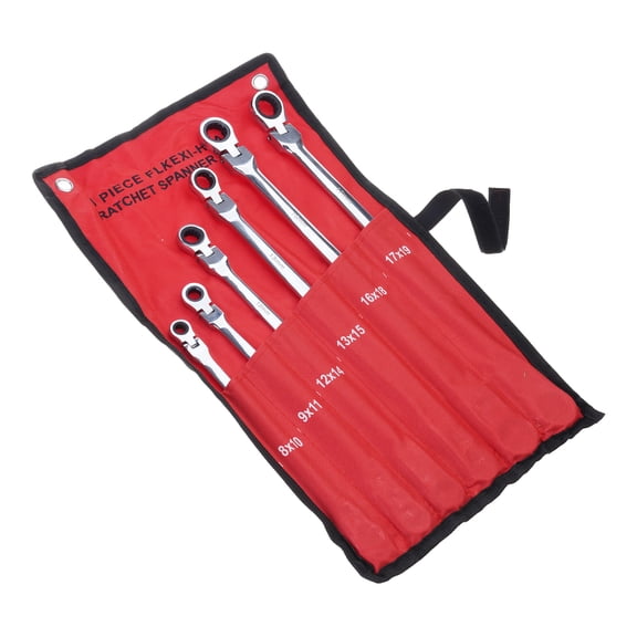 6-Piece Metric 8mm - 19mm Extra Long Gear Ratcheting Wrench Set Extended Handle with Flex for Head 6pcs & 12 Sizes D