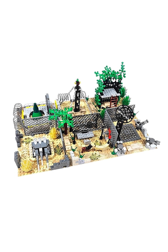 Desert Military Base Building Blocks, 6-Piece Diorama Set, 399 Pieces