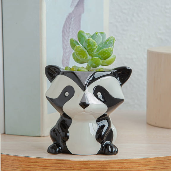 6-Piece Mini Ceramic Animal Succulent Planter Set, Colorful Glazed Cartoon Pots for Small Cactus and Plants, Cute Desktop Bonsai Decoration, Handmade Decorative Flower Pot Collection for Tabletop