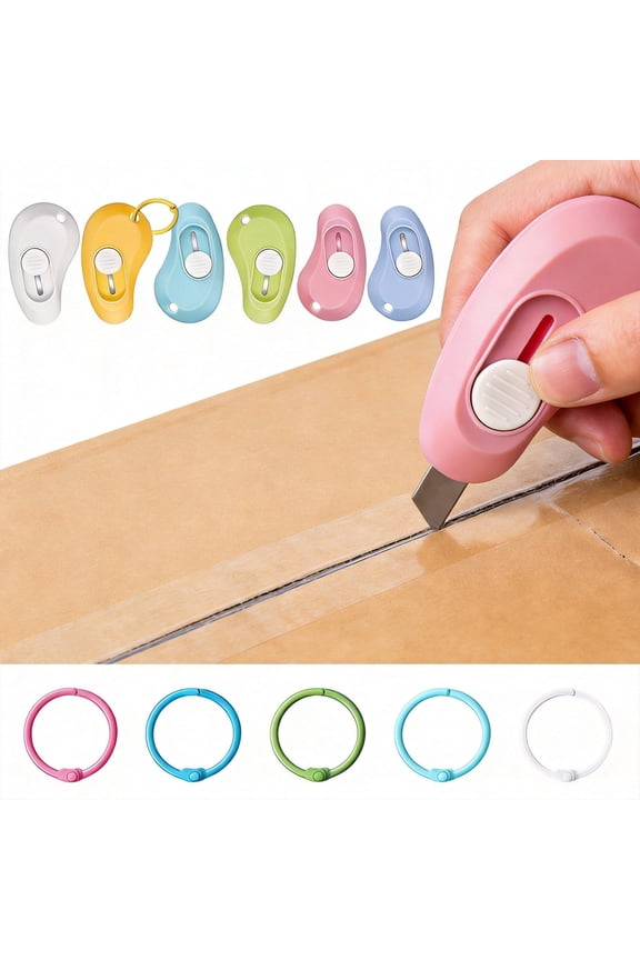 6-Piece Mini Keychain Box Cutter - Portable Retractable Utility Knife Set - Cute Cloud-Shaped Letter Opener & Pocket Knife for Packages, Boxes, and Paper Cutting - Assorted Colors