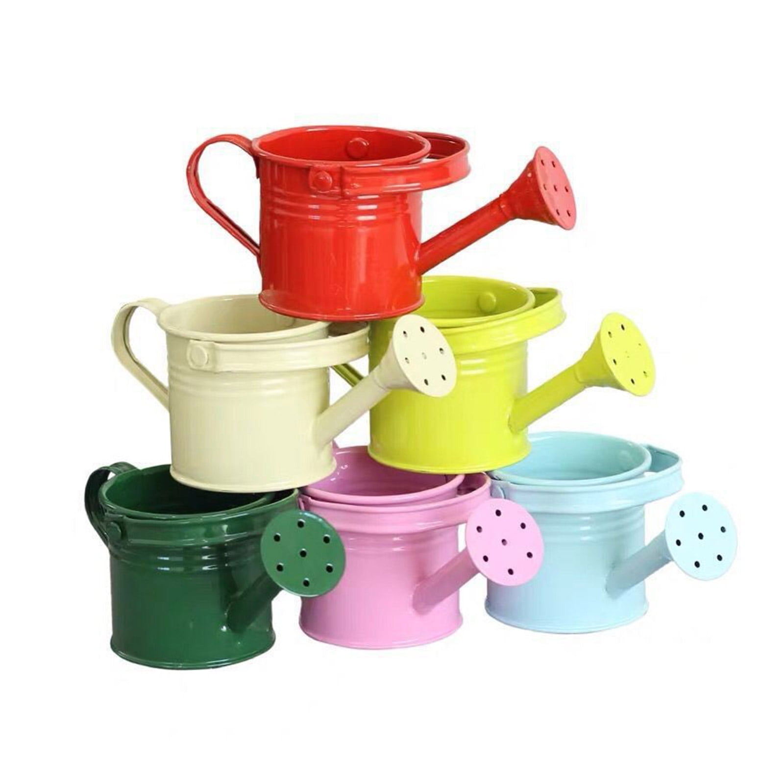 6 Piece Miniature Watering Cans With Reinforced Handle Leakproof Nozzle Weather Resistant Finish Ideal For Potted Plant