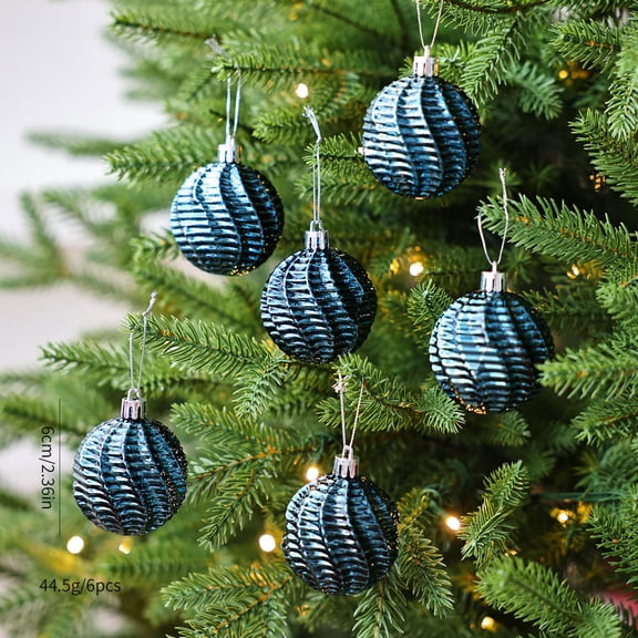 6 Piece Mirror Finish Plated Christmas Tree Ornaments - Sparkling Holiday Decor Balls, Festive Ornament, Christmas Decor