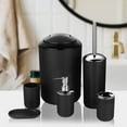 thumbnail image 1 of 6 Piece Modern Bathroom Accessory Set | Soap Dispenser, Toothbrush Holder, Toilet Brush & Trash Can | Eco-Friendly PP Plastic | White, Black, Gray, Coffee, Beige, 1 of 5