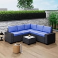 thumbnail image 1 of 6-Piece Modular Outdoor Sectional Sofa Set, PE Rattan All-Weather Patio Furniture with Coffee Table, Thickened Cushions & UV-Resistant Design for Backyard, Poolside, Balcony, 1 of 8