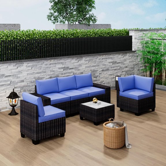 Gallery Detail: 7 Piece Outdoor Patio Furniture Set Pe Wicker Rattan Sectional