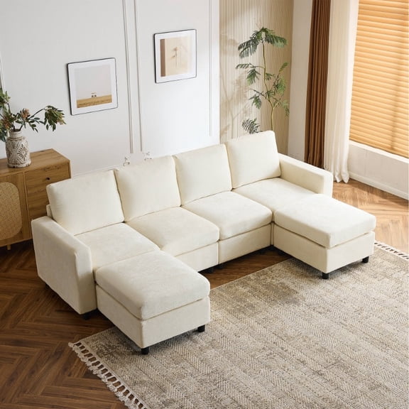 6-Piece Modular Sectional Couch, Convertible U-Shaped Couches and Sofas Sectional with Storage for Living Room