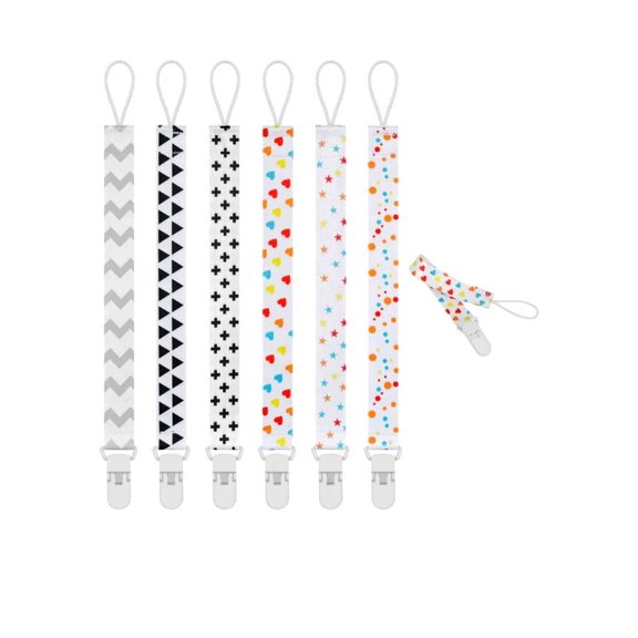 6-Piece Multi Purpose Pacifier Holder Strap SetPacifier Clips for Boys Girls, Baby Pacifier Clip Holder Pacifier Strap with Clip Unisex Baby Shower Birthday