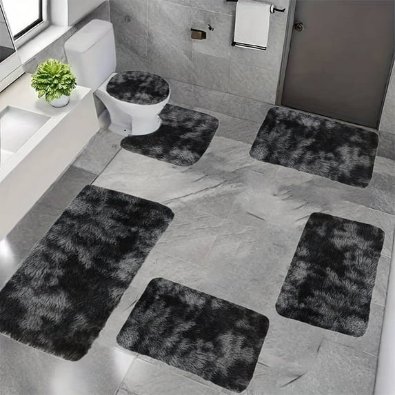 6-Piece Non-Slip Bath Rug Set, Ultra Absorbent Machine Washable Mats for Bathroom/Whole Room - Thick Soft Floor Protector for Families, Elderly, Pets Home Decor