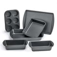 thumbnail image 1 of 6-Piece Non-Stick Carbon Steel Bakeware Set Gray - Easy Release for Cookies Muffins & Breads, 1 of 6