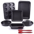 thumbnail image 1 of 6 Piece Nonstick Bakeware Set, Carbon Steel Baking Pans Including Cookie Sheet, Cake Pan, Loaf Pan, Muffin Pan & Roasting Pan, Oven & Dishwasher Safe, 1 of 7