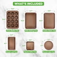 thumbnail image 1 of 6-Piece Nonstick Bakeware Set, Carbon Steel Baking Pans with Gold Finish for Cookies Cakes Bread, 1 of 6