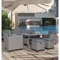 thumbnail image 1 of 6-Piece Outdoor Patio Furniture Set, Rattan Wicker Sofa Set, Outdoor Sectional Furniture Chair Set with Stools and Table, 1 of 7