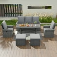 thumbnail image 1 of 6 Piece Outdoor Patio Furniture Set, Wicker Outdoor Sofa with Ottomans and Coffee Table, All Weather Rattan Patio Conversation Sets for Balcony, Garden, Yard, 1 of 9