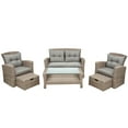 thumbnail image 1 of 6-Piece Outdoor Sectional Sofa Set, Wicker Conversation Sets with Arm Chairs, Tempered Glass Table, Ottomans, Cushions, All-Weather Rattan Patio Furniture Sets for Backyard, Garden, Poolside, K2999, 1 of 10