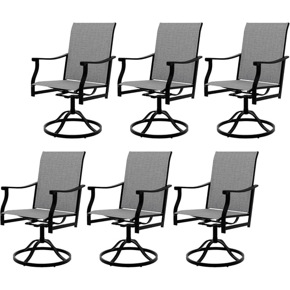 6-Piece Outdoor Swivel Dining Chairs with Textilene Breathable Back ...