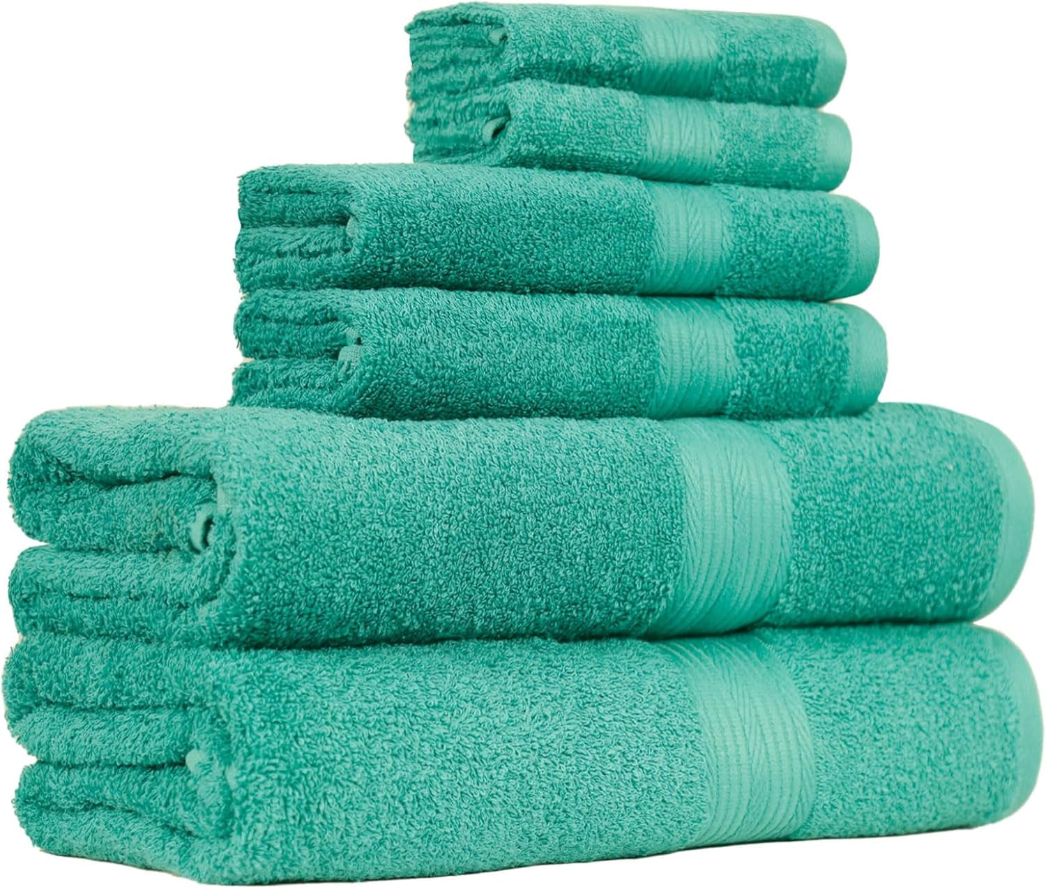 6 Piece Oversized Fade resistant Towel set, 100% Cotton towels for ...