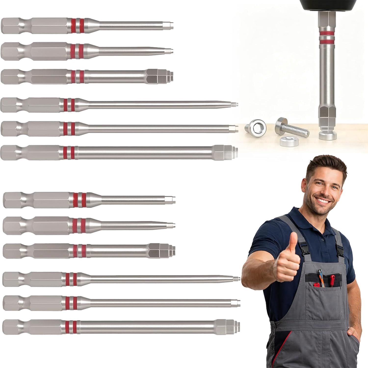 6-Piece Pagoda Shaped Drill Bit, Pagoda Hex High-Magnetic Screwdriver Bit Set, One Single Tool Firmly Fastens Nuts from 1.5mm to 6mm, Compatible with Drills and Wrenches (12PCS)