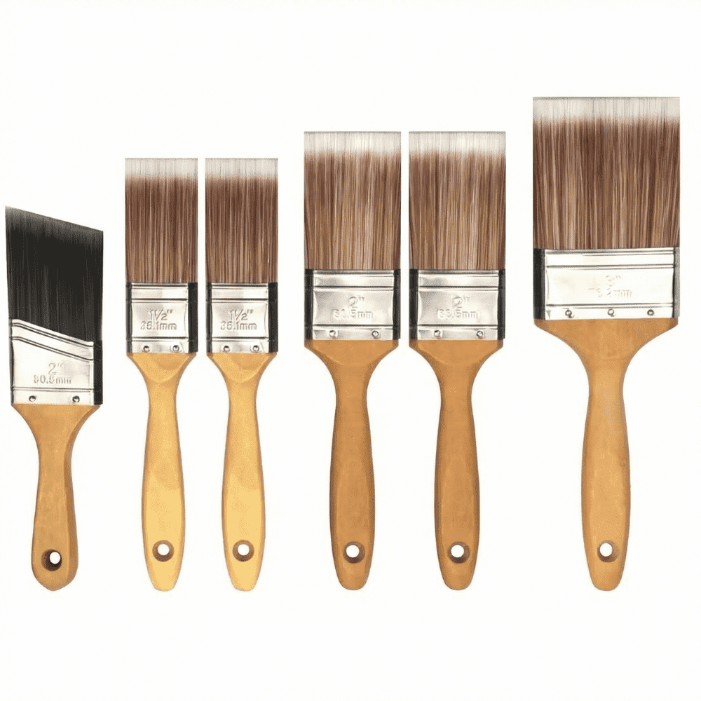 KINGORIGIN 6 Piece Paint Brush Set – 1.5", 2", 3" and 2" Angled Brush Sizes for House Painting, Wall, Furniture, Trim, and Fence Refinishing