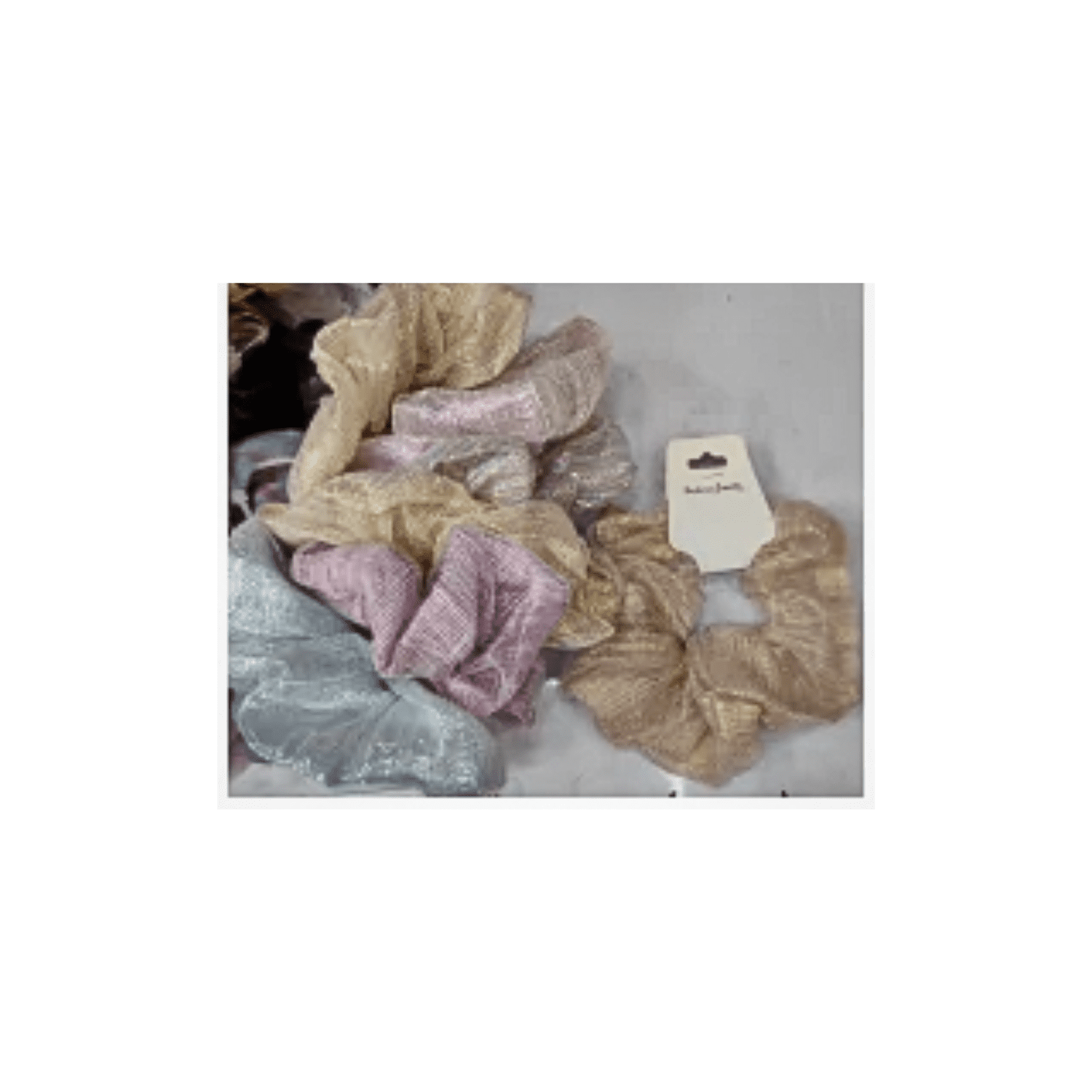 Set of 4 Sheer Mesh Scrunchies – Neutral Shimmer Hair Accessories Kitsch Hair Band Ties Scrunchie - Crepe Scrunchies for Women  main image 3
