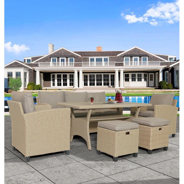 6 Piece Patio Furniture Set, Outdoor Conversation Set, AllWeather