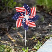 6-Piece Patriotic Flag Pinwheels Outdoor Yard Spinners 8-Inch 4th of July Decor