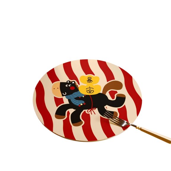 6-Piece Place Mats with Insulation and Non Slip Properties, Easy to Maintain for Home Use, Serving As A Decoration for The Year of The Horse