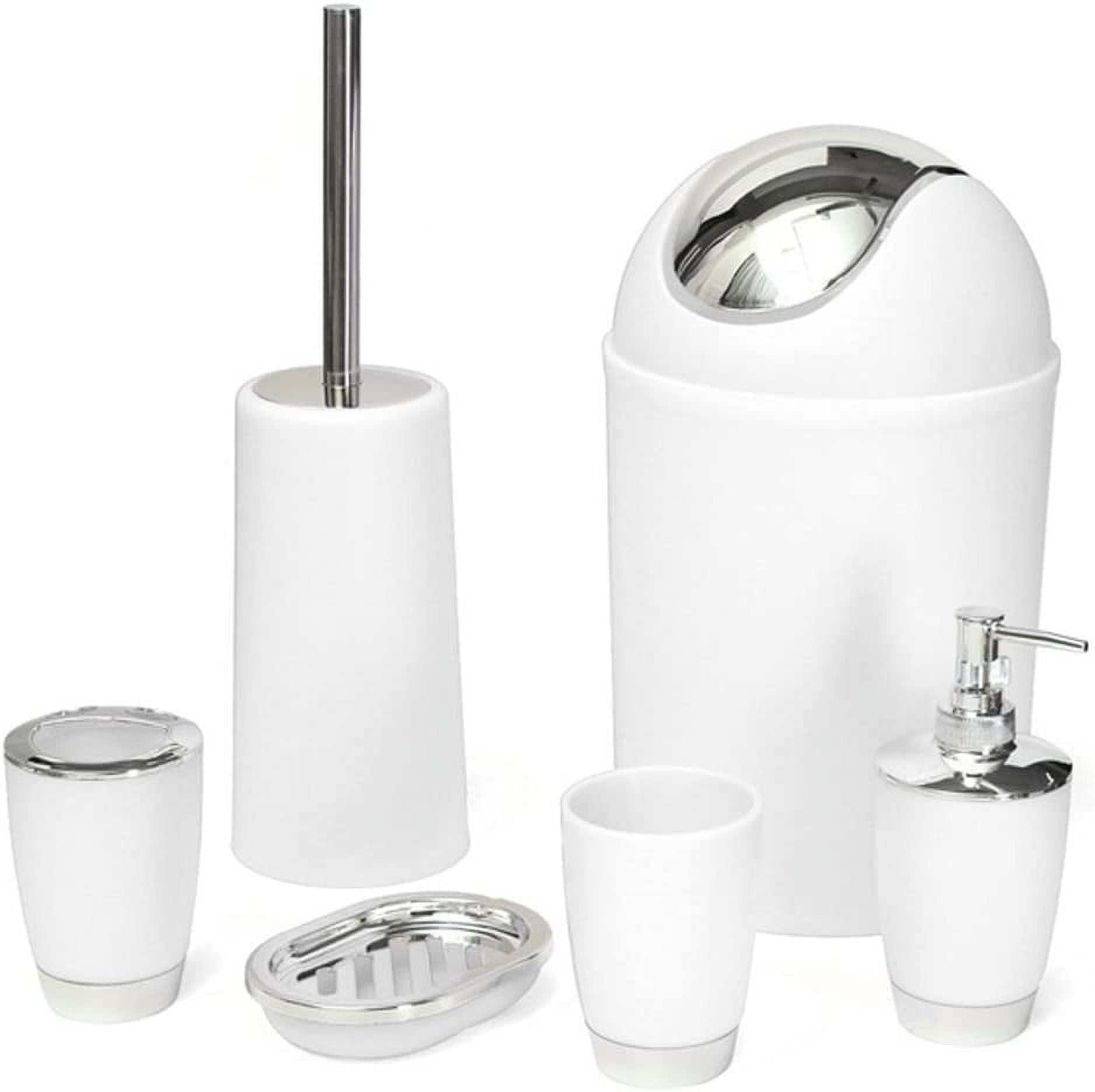 6 Piece Plastic Bathroom Accessory Set