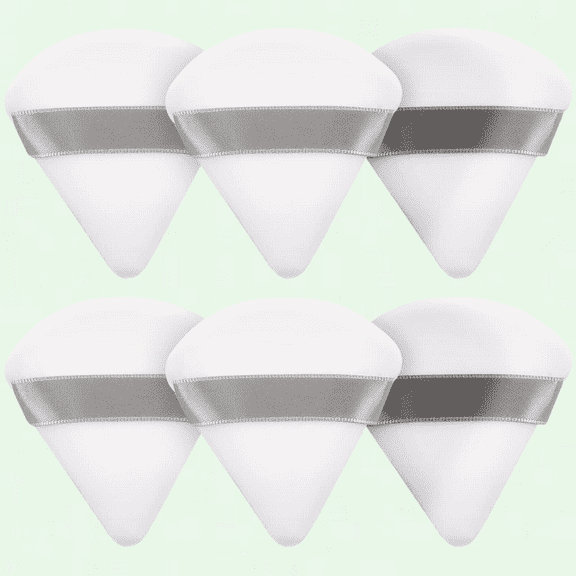 6-Piece Power Puff Triangle Makeup Puff, Super Soft Velour Eye Makeup Wedges, for Flawless Beauty (6 White)