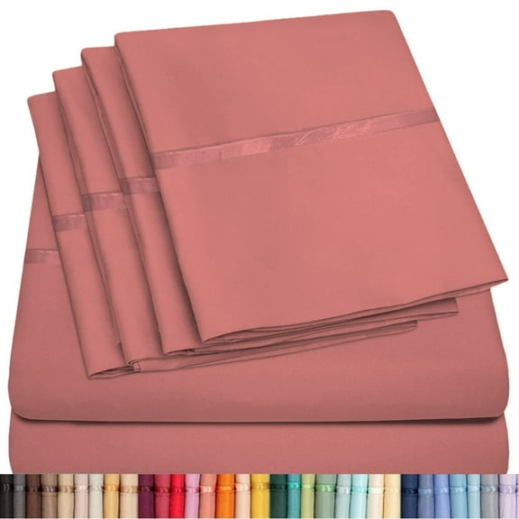 6 Piece Premium Bamboo Sheet Set, Deep Pockets, 45 Colors, 2200 Count, Sily Soft, by Lexington Elegance