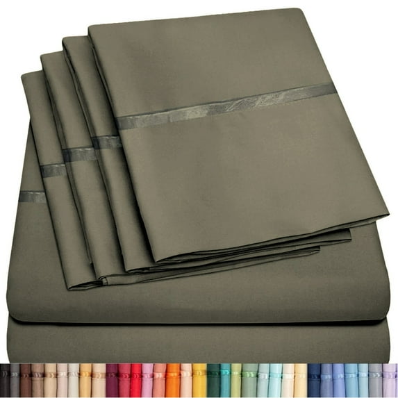6 Piece Premium Bamboo Sheet Set, Deep Pockets, 45 Colors, 2200 Count, Sily Soft, by Lexington Elegance