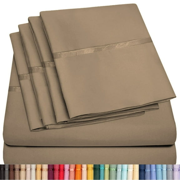 6 Piece Premium Bamboo Sheet Set, Deep Pockets, 45 Colors, 2200 Count, Sily Soft, by Lexington Elegance