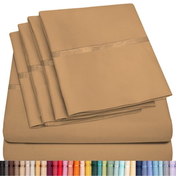 6 Piece Premium Bamboo Sheet Set, Deep Pockets, 50 Colors, 2200 Count, Soft