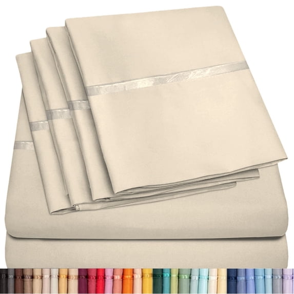 6 Piece Premium Bamboo Sheet Set, Deep Pockets, 50 Colors, 2200 Count, Soft