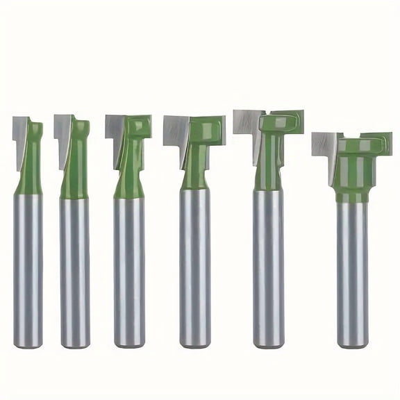 6-Piece Premium T-Slot And Lock Hole Router Bit Set - Precision Woodworking Milling Tools For Efficient Cutting And Drilling - Durable Metal