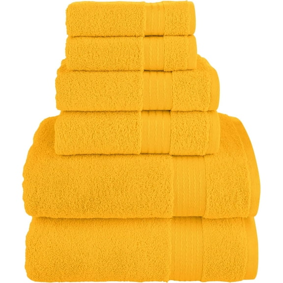 6-Piece Premium Towel Set, 2 Bath Towels, 2 Hand Towels, and 2 Wash Clothes, 600 GSM, Squash