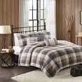 thumbnail image 1 of 6 Piece Printed Herringbone Quilt Set with Throw Pillows Neutral Full/Queen On-Site, 1 of 15
