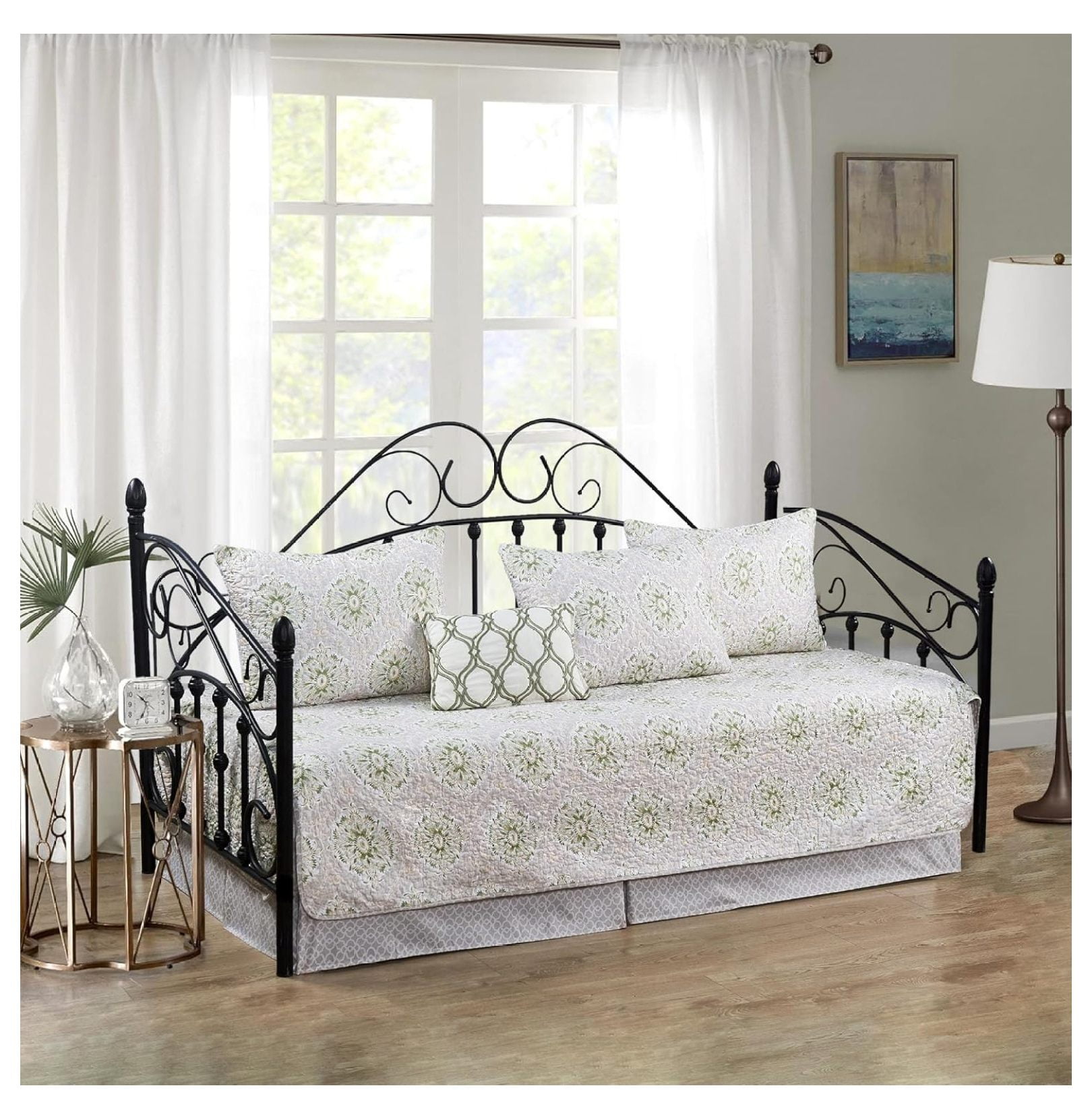 6 Piece Quilted Microfiber Daybed Bedding Cover Set, Soft Lightweight
