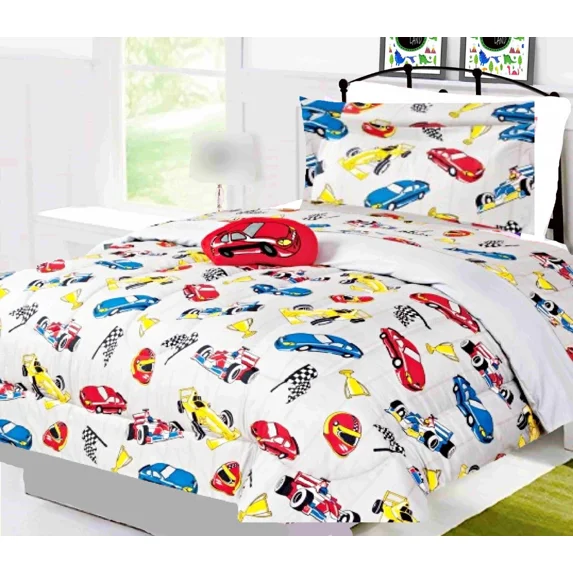 6-Piece Racing Grey Print Design Bed in a Bag, Twin