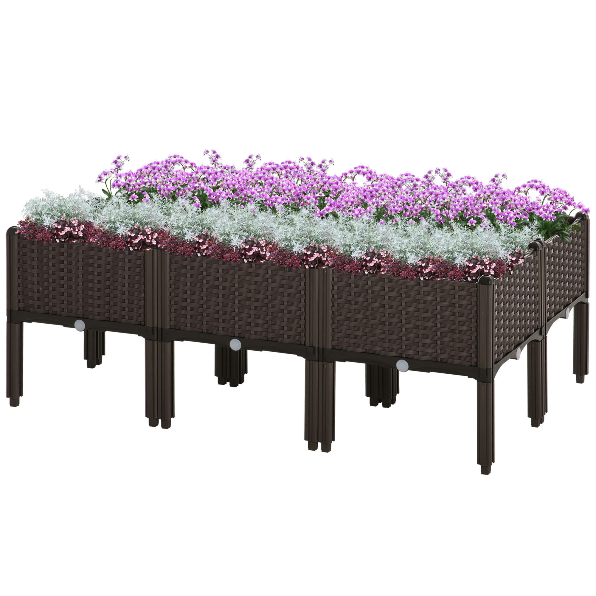 6 Piece Raised Garden Bed with Legs, Modular Planter Boxes for Flowers ...