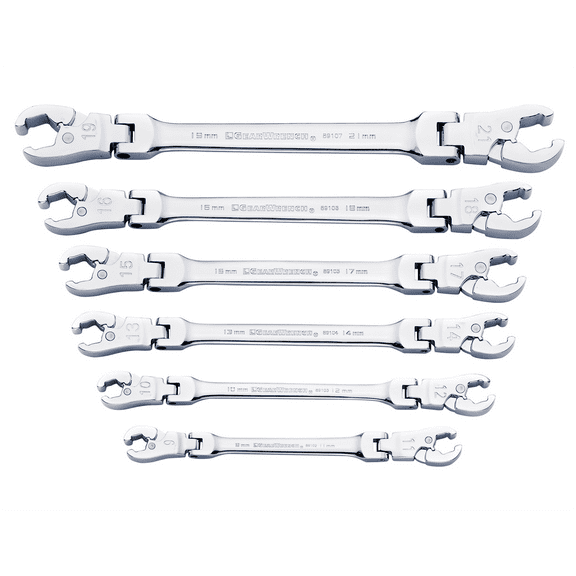 6 Piece Ratcheting Flex Flare Nut Wrench Set- Metric