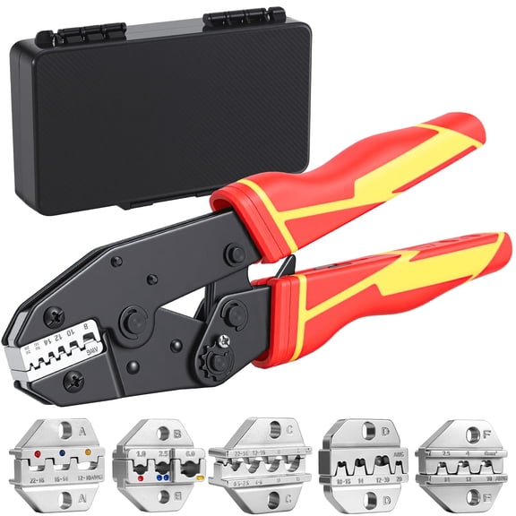 6-Piece Ratcheting Wire Crimping Tool Set for Solar Connectors and Electrical Terminals